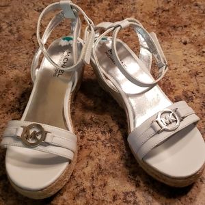 MK white wedge Naomi leather sandals